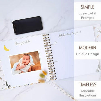 Personalized Rainbow Baby Book, Boho Theme, 4x6 Photo Cover, First 5 Years - color: Boho Blooms Spectrum