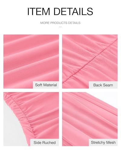 BTFBM One Shoulder Mesh Maxi Wedding Guest Dresses for Women - color: Pink, size: Medium