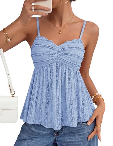 ZESICA Womens Summer Spaghetti Strap Going Out Tank Top - color: Blue, size: XX-Large