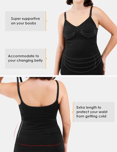 HOFISH Multi‑Pack Maternity Nursing Tank Tops with Clip‑Down Shelf Bra - color: Black/Chocolate Brown, size: Large