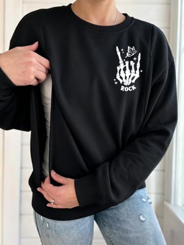 Women's Maternity Nursing Sweatshirt with Double Zipper for Breastfeeding - color: Rock-black, size: Medium