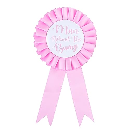 Man Behind The Bump Funny Baby Shower Button for Daddy to Be | Party Decorations Gifts Supplies Fun Dad to Be Badge Baby Gender Reveal Ideas New Father Favors Pin Boy Girl Pins Gift - color: Pink