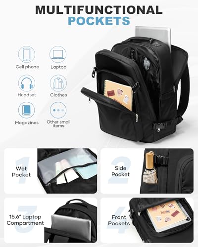 coofay Vacuum Backpack Travel with Pump, Airline Approved Carry On Backpack - color: A-black