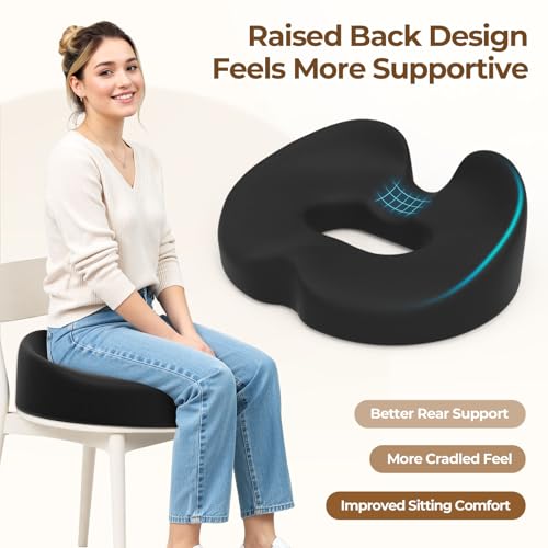 TushGuard Donut Pillow Seat Cushion Memory Foam Lifting Cushions, Black - color: Black