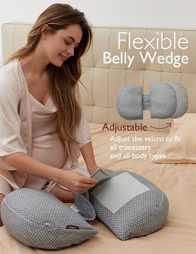 Momcozy Portable Pregnancy Pillow - Adjustable W Shaped Maternity Pillow - size: Regular