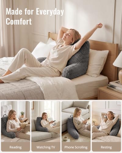 Blissful Diary Reading Pillow for Bed, Back Pillow Sitting Up, Dark Gray - color: Textured Dark Gray, size: Standard(18inch)