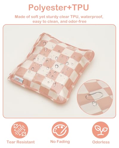 ALVA 3pcs Mess-Proof Travel Pouches,TSA Approved Toiletry Bag,Makeup Bag - color: Apricot grid