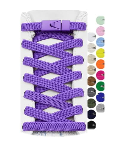 Stepace 2 Pairs Elastic Shoe Laces for Sneakers No Tie Shoelaces for Adults - color: Purple