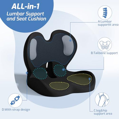 Seat Cushion,Memory Foam Chair Cushion for Office and Car - color: Black+mesh Cloth