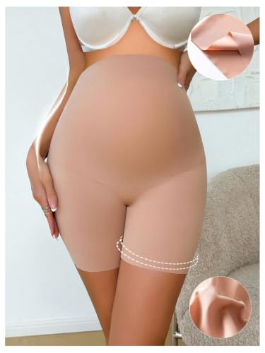 OYOANGLE Women's Maternity High Waisted Underwear Seamless Boyshorts Pregnancy Support Panties - size: Medium