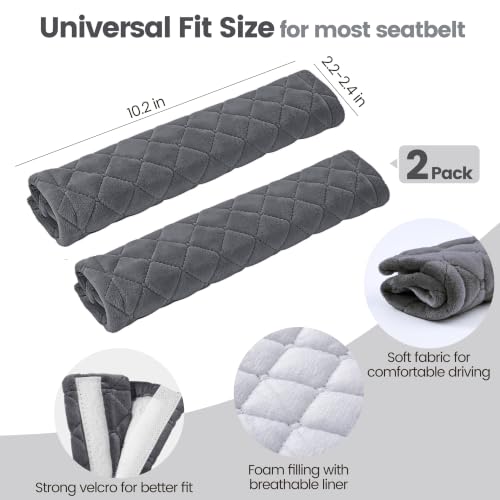 Amooca 2 Pack Seat Belt Covers Soft Shoulder Pad for Cars & Backpack - color: C: Dark Gray