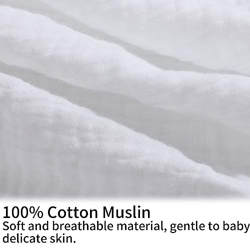 Onacosht Muslin Nursing Pillow Cover, 100% Cotton, Soft & Breathable, White - color: White