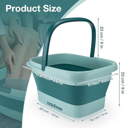 Collapsible Foot Bath Basin, Foot Tub for Soaking Feet w/Massage Acupoint - color: Green