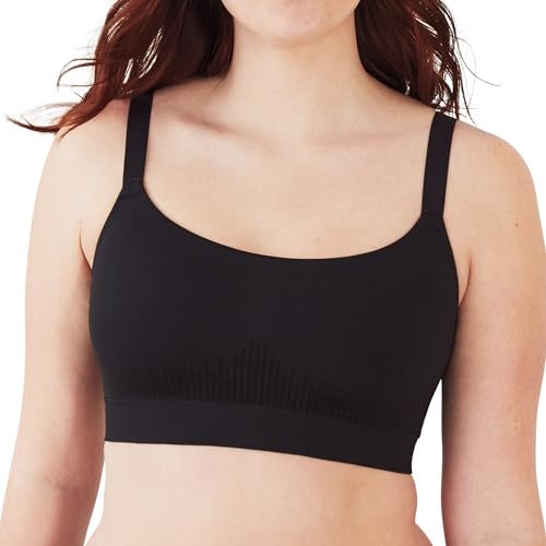 Bali Women's Modern Seamless Bralette, Pullover Wireless Bralette with Adjustable Straps - color: Black, size: X-Large