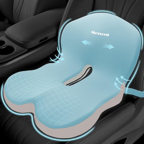 Car Seat Cushion with Lumbar Support Pillow, Seat Cushion for Driving - color: Blue