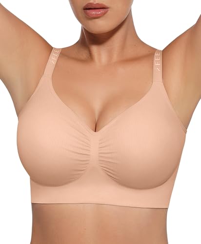FeelinGirl Bras for Women Comfy Seamless Wireless Bralettes - color: Nude, size: Large