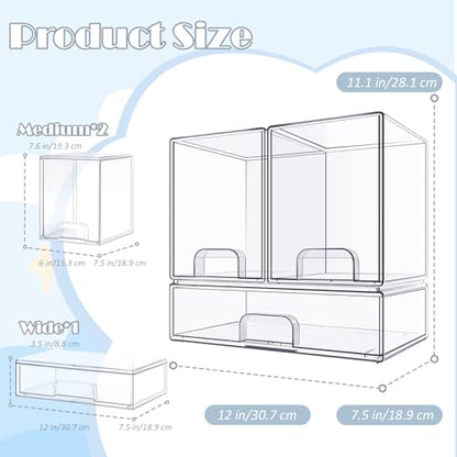Baby Bottle Organizer with Hooks - 3 Pack Stackable Storage Drawer - color: 3PCS-2 High+1 Wide