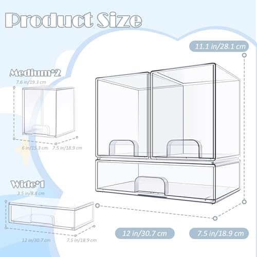Baby Bottle Organizer with Hooks - 3 Pack Stackable Storage Drawer - color: 3PCS-2 High+1 Wide