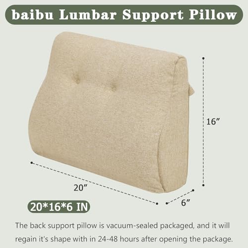 baibu Patented Dual-Layer Memory Foam Lumbar Pillow for Recliner, Beige - color: Beige