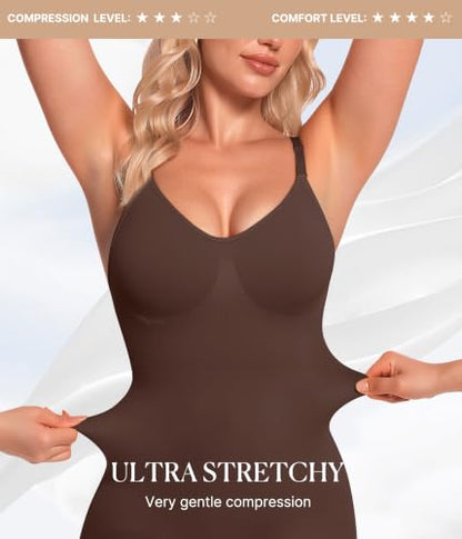 BRABIC Bodysuits for Women Seamless Shapewear Tummy Control Body Shaper - color: Chocolate Brown, size: Medium