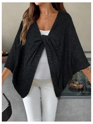 Milumia Women's Maternity Twist Front Sweater Oversized Pregnancy Cardigan - color: Black, size: Medium