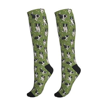 Cute Dog Compression Socks Women Men, Dog Lover Gift - color: Border Collie