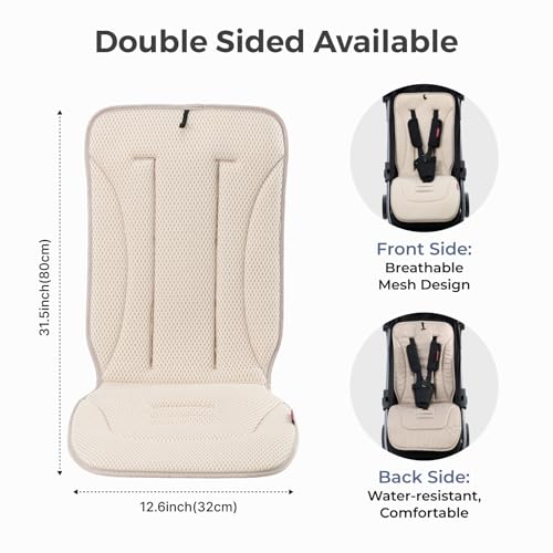 Momcozy Reversible Stroller Seat Liner, Mesh & Water-Resistant Sides - color: Khaki, size: Breathable Pad