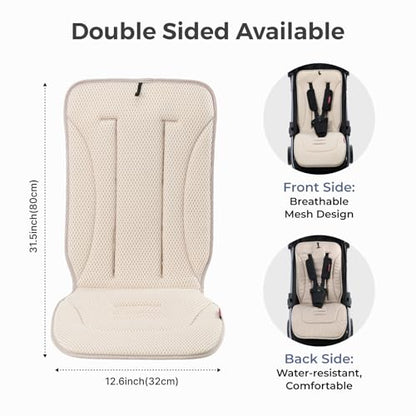 Momcozy Reversible Stroller Seat Liner, Mesh & Water-Resistant Sides - color: Khaki, size: Breathable Pad