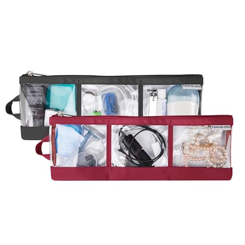 Travelon Set of 2 Accessory Organizer - color: Black / Cranberry