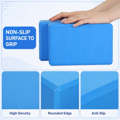 Wettarn 6 Pack EVA Yoga Blocks Bulk, Non Slip Pilates Brick - color: Blue