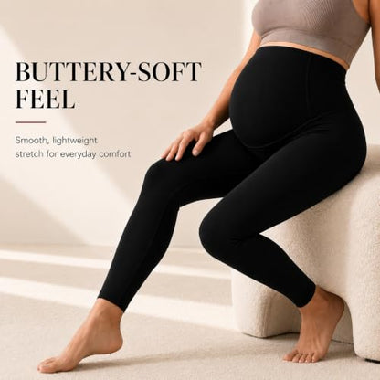 Sunzel Maternity Leggings, Over Belly Pregnancy Yoga Pants, Buttery Soft - color: 28" Black, size: Medium