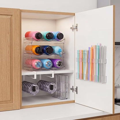 4 Pcs Water Bottle Organizer Set for Kitchen Cabinets - style: 3 Layer