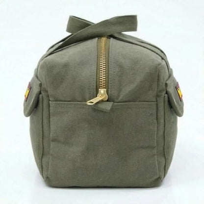 Waxed Canvas Compact Military Duffle Bag, 11 x 7 x 6 In, Water-Resistant - color: Olive Green