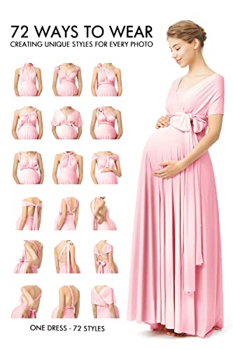 72styles Maternity Multi-Way Wrap Infinity Maxi Dress for Baby Shower - color: Blush Pink, size: One Size Plus