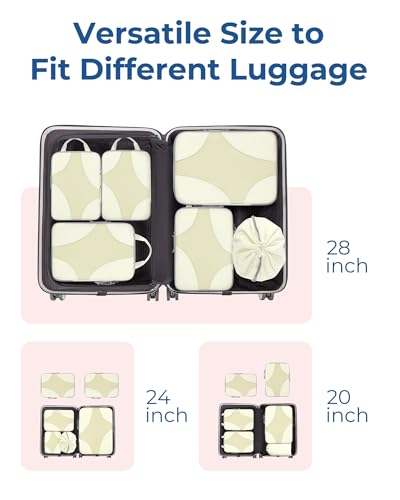 Bagsmart Compression Packing Cubes, Travel Bag Cruise Ship Essentials - color: Beige, size: 6 Set