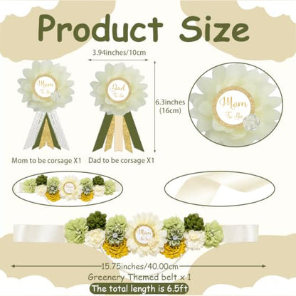 Greenery Mom to Be Sash Sage Green Baby Shower Decorations - color: Sage Green