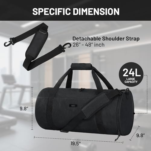 MIER Small Gym Duffle Bag with Shoe Compartment & Wet Pocket, 24L, Black - color: black, size: 24L