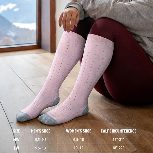 LEVSOX Bamboo Viscose Compression Socks Wide Calf 15-20 mmHg with Cushioned - color: Colorful Polka Dot, size: Large