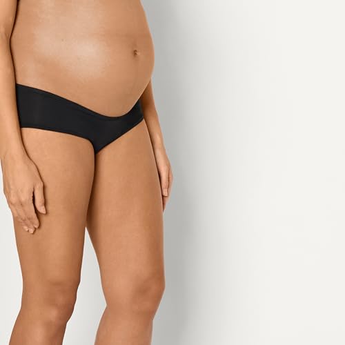 Amazon Essentials Women's Maternity Knickers, Under Bump & Over Bump Styles, Cotton & Microfibre, Pack of 6 - color: Black, size: Large