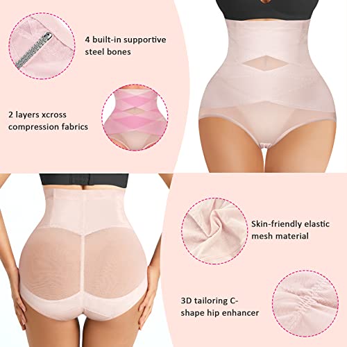 Nebility Womens' Tummy Control High Waist Trainer Body Shaper - color: Beige, size: Medium