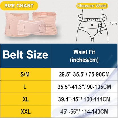 ChongErfei 3 in 1 Postpartum Belly Wrap Recovery Band Belt Abdominal Binder - color: Beige, size: Large