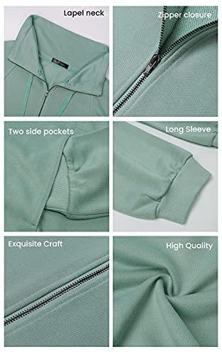 PRETTYGARDEN Women's Casual Long Sleeve Sweatshirt Half Zip Pullover Tops - color: Green, size: Large