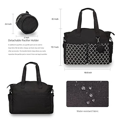 Diaper Bag Tote Large Baby Changing Bag with Changing Station - color: Black