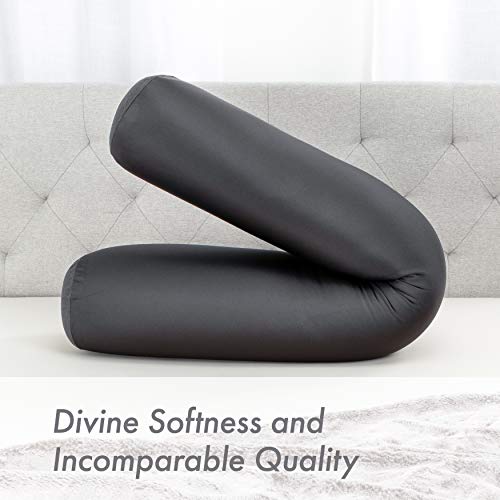 Microbead Body Pillow Full Size, Side Sleeping & Pregnancy, 48x8 in, Black - color: Black, size: Pillow & Cover