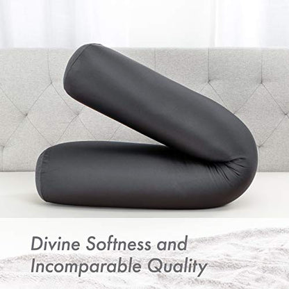 Microbead Body Pillow Full Size, Side Sleeping & Pregnancy, 48x8 in, Black - color: Black, size: Pillow & Cover