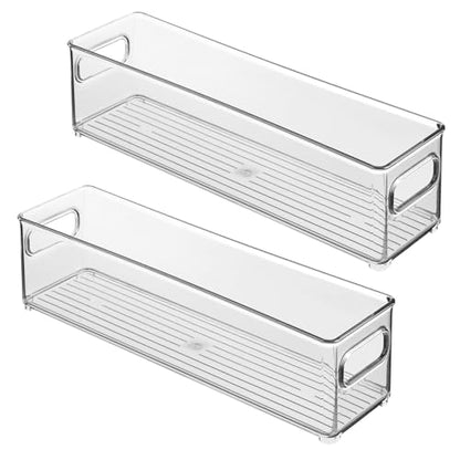 iDesign Stackable Fridge Bin with Handles, Set of 2, Clear - style: Pack of 2
