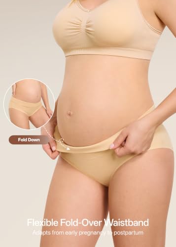 Angelhood Cotton Maternity Underwear for Women Foldable Pregnancy Panties - color: Multicoloured D, size: Large