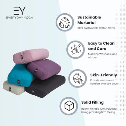 Everyday Yoga Premium Bolster, Soft Meditation Pillow, Multi-Colors - color: Black, style: A. High Impact - Rectangular