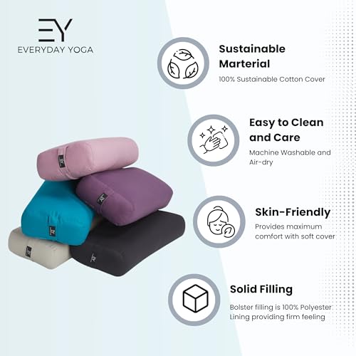Everyday Yoga Premium Bolster, Soft Meditation Pillow, Multi-Colors - color: Merlot, style: A. High Impact - Rectangular