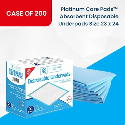 Disposable Underpad, Blue Chux (23 inches x 24 Inches 200 per Case) - size: 23 inches x 24 Inches 200 per Case